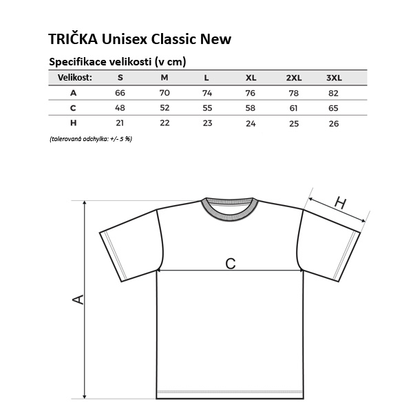 Tabulka trička Unisex